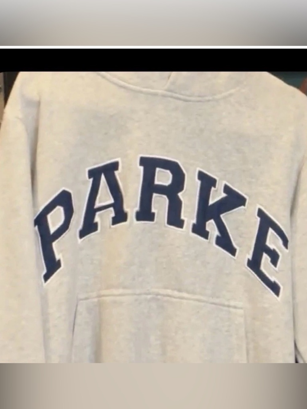 PARKE hooded Sweatshirt - Light Gray with Navy Lettering